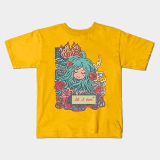 Let It Burn Romantic Anime Girl Pastel Colours Kids T-Shirt